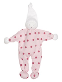 ecoknuffel biologisch katoen, rose met rode stippen